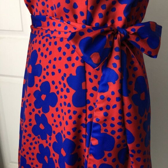 Modcloth Women's Red Dress with Blue Flowers Size Small Timeless Magnetism - Picture 5 of 16